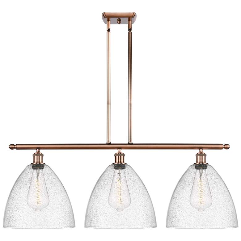 Image 1 Bristol Glass 3 Light 39" Island Light - Antique Copper - Seedy Shade