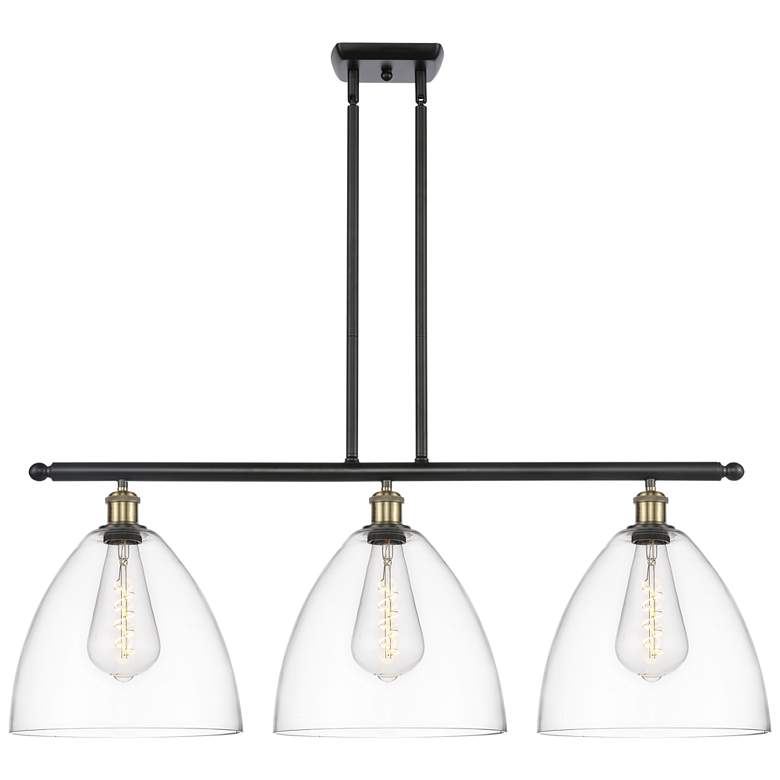 Image 1 Bristol Glass 3 Light 39" Island Light - Black Antique Brass - Clear