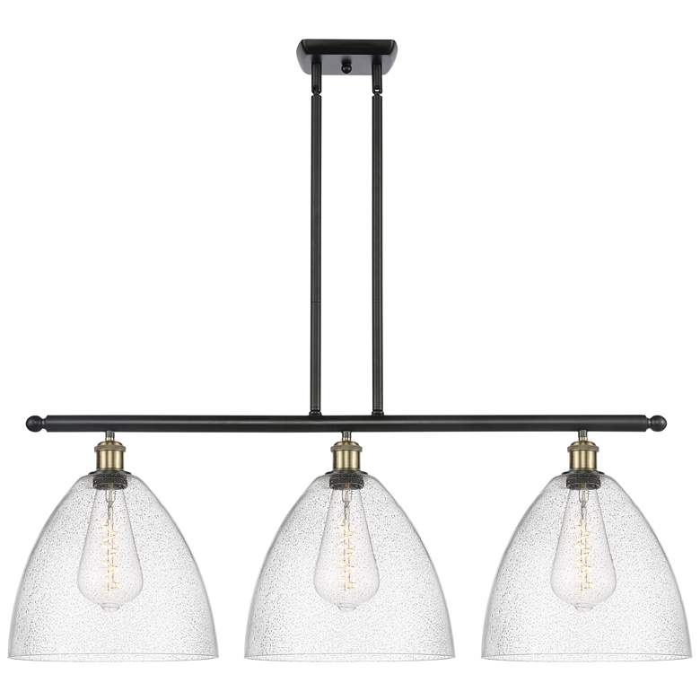 Image 1 Bristol Glass 3 Light 39" Island Light - Black Antique Brass - Seedy