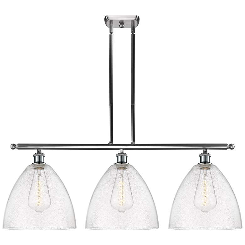 Image 1 Bristol Glass 3 Light 39" Island Light - Brushed Satin Nickel - Seedy