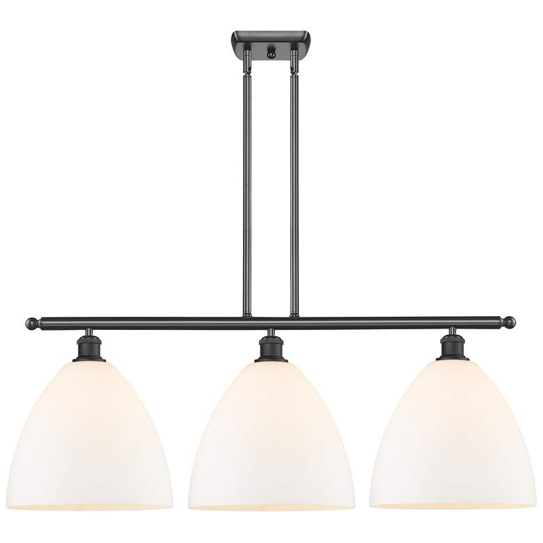 Image 1 Bristol Glass 3 Light 39" Island Light - Matte Black - Matte White Sh
