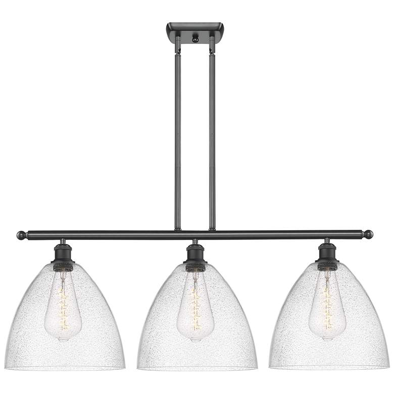 Image 1 Bristol Glass 3 Light 39" Island Light - Matte Black  - Seedy Shade