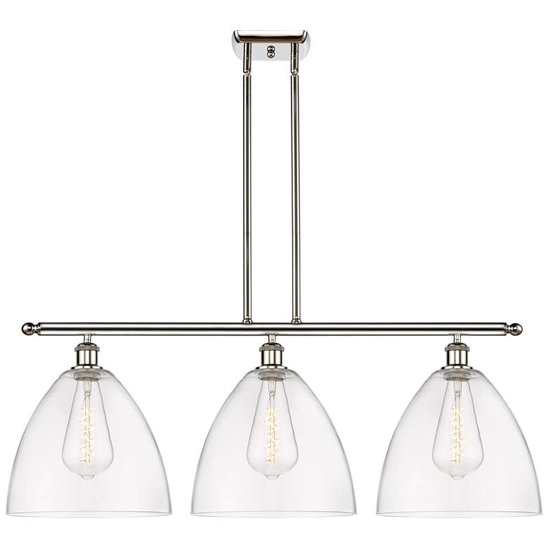 Image 1 Bristol Glass 3 Light 39" Island Light - Polished Nickel - Clear Shad