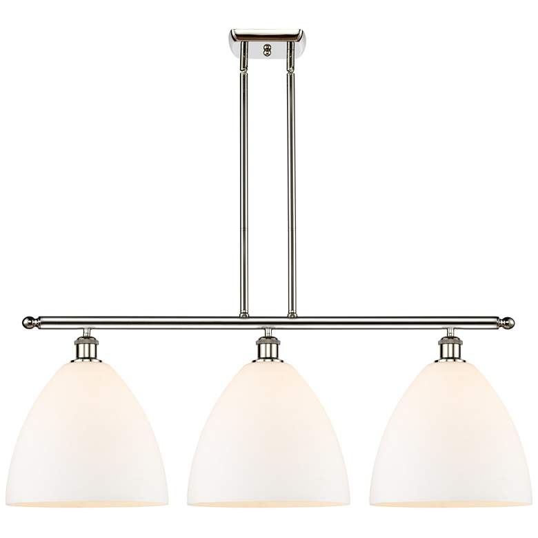 Image 1 Bristol Glass 3 Light 39" Island Light - Polished Nickel - Matte Whit