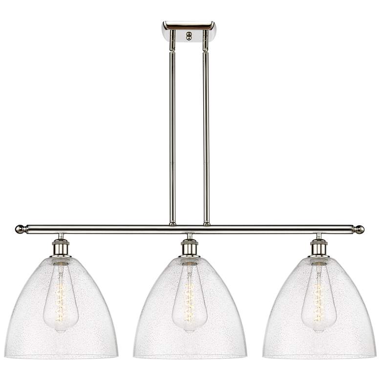 Image 1 Bristol Glass 3 Light 39" Island Light - Polished Nickel - Seedy Shad