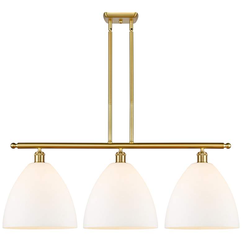 Image 1 Bristol Glass 3 Light 39" Island Light - Satin Gold - Matte White Sha