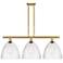 Bristol Glass 3 Light 39" Island Light - Satin Gold - Seedy Shade