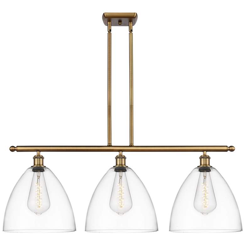 Image 1 Bristol Glass 3 Light 39" LED Island Light - Brushed Brass - Clear Sh