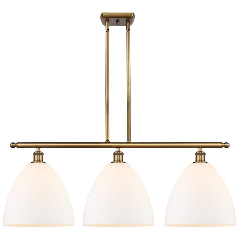 Image 1 Bristol Glass 3 Light 39" LED Island Light - Brushed Brass - Matte Wh