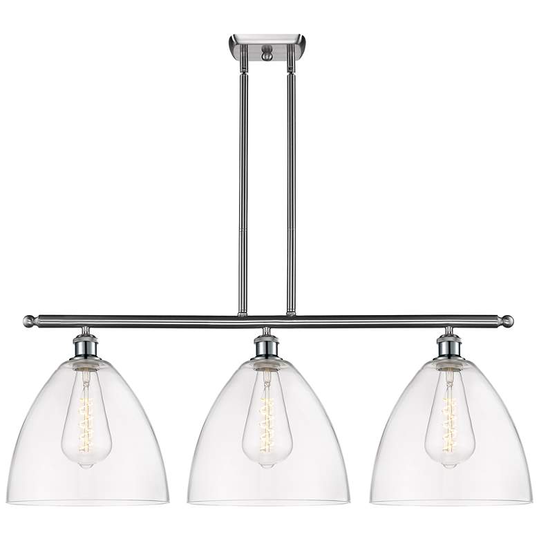 Image 1 Bristol Glass 3 Light 39" LED Island Light - Brushed Satin Nickel - C