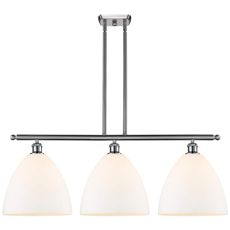 Image 1 Bristol Glass 3 Light 39" LED Island Light - Brushed Satin Nickel - W