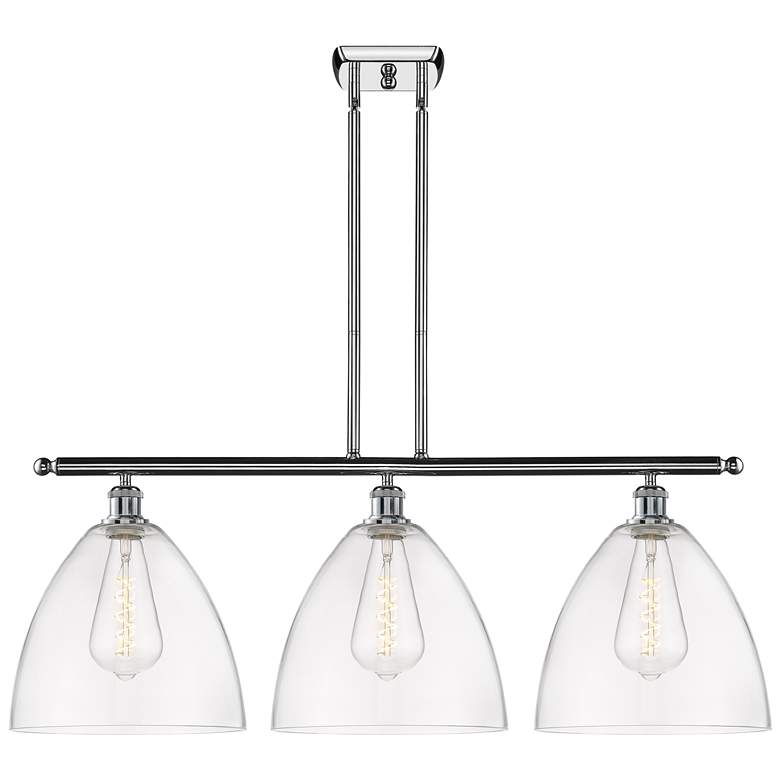 Image 1 Bristol Glass 3 Light 39" LED Island Light - Polished Chrome - Clear