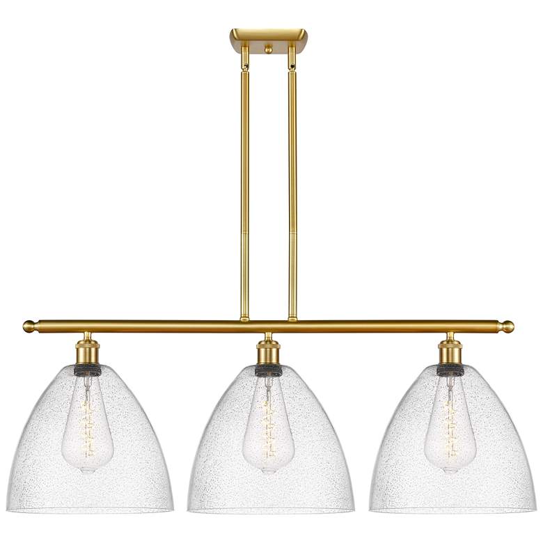 Image 1 Bristol Glass 3 Light 39" LED Island Light - Satin Gold - Seedy Shade