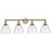 Bristol Glass 34.5"W 4 Light Antique Brass Bath Light With Seedy Shade