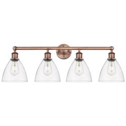 Bristol Glass 34.5&quot;W 4 Light Antique Copper Bath Light With Clear Shad
