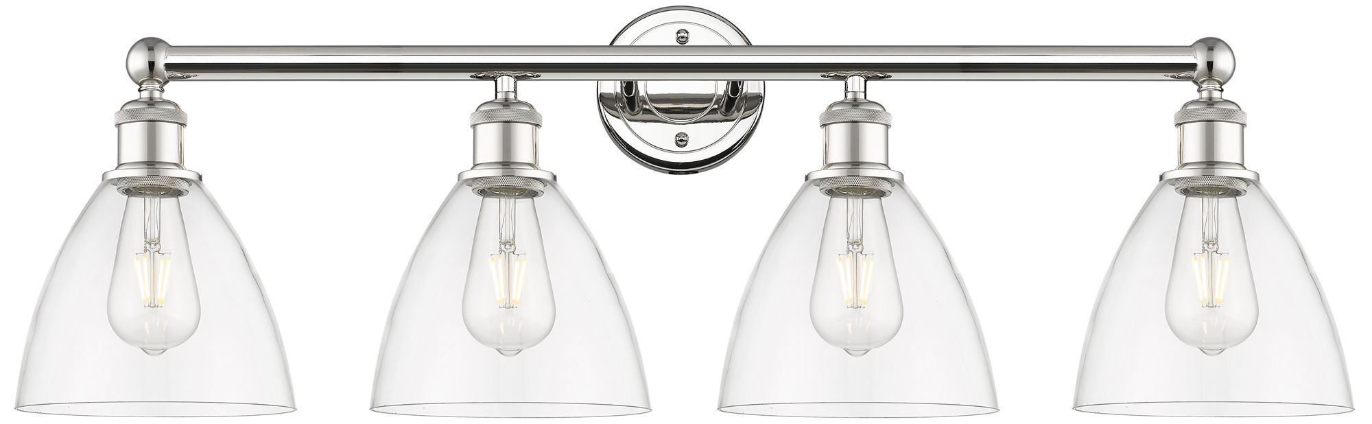 Bristol Glass 34.5"W 4 Light Polished Nickel Bath Light With Clear Sha
