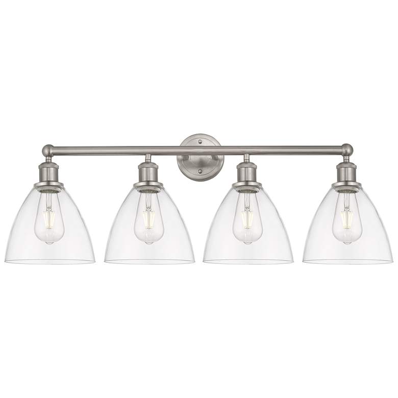 Image 1 Bristol Glass 35" 4-Light Brushed Satin Nickel Bath Light w/ Clear Sha