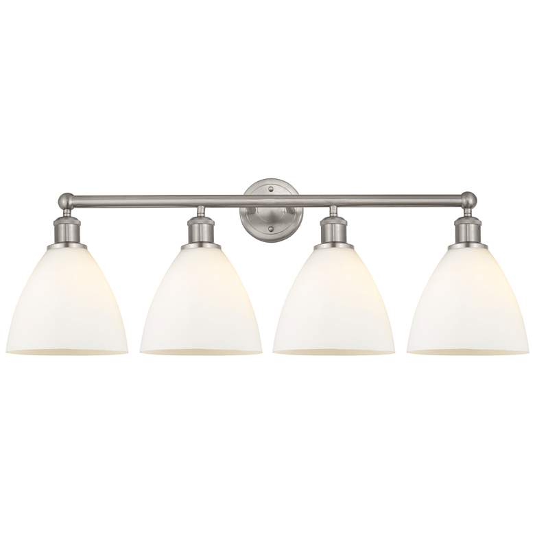 Image 1 Bristol Glass 35" 4-Light Brushed Satin Nickel Bath Light w/ White Sha