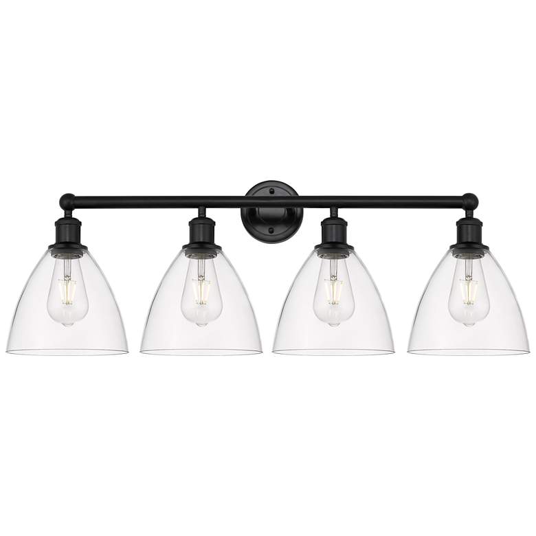 Image 1 Bristol Glass 35" 4-Light Matte Black Bath Light w/ Clear Shade