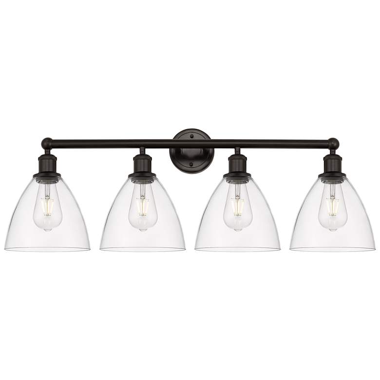 Image 1 Bristol Glass 35" 4-Light Oil Rubbed Bronze Bath Light w/ Clear Shade