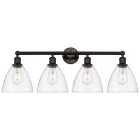 Bristol Glass 35" 4-Light Oil Rubbed Bronze Bath Light w/ Clear Shade Bristol Glass 35" 4-Light Oil Rubbed Bronze Bath Light w/ Clear Shade