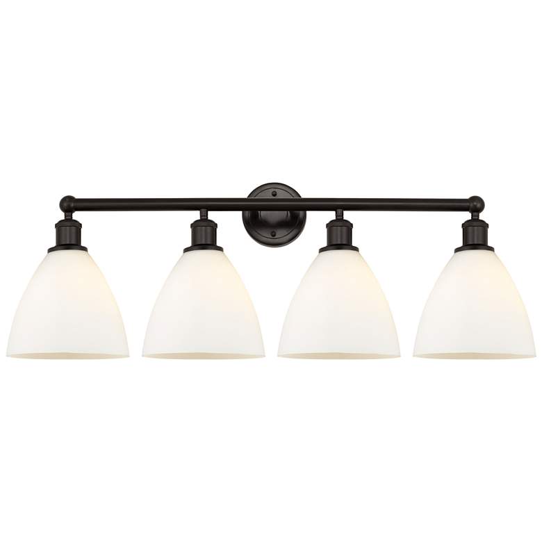 Image 1 Bristol Glass 35" 4-Light Oil Rubbed Bronze Bath Light w/ Matte White