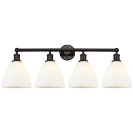 Bristol Glass 35" 4-Light Oil Rubbed Bronze Bath Light w/ Matte White Bristol Glass 35" 4-Light Oil Rubbed Bronze Bath Light w/ Matte White