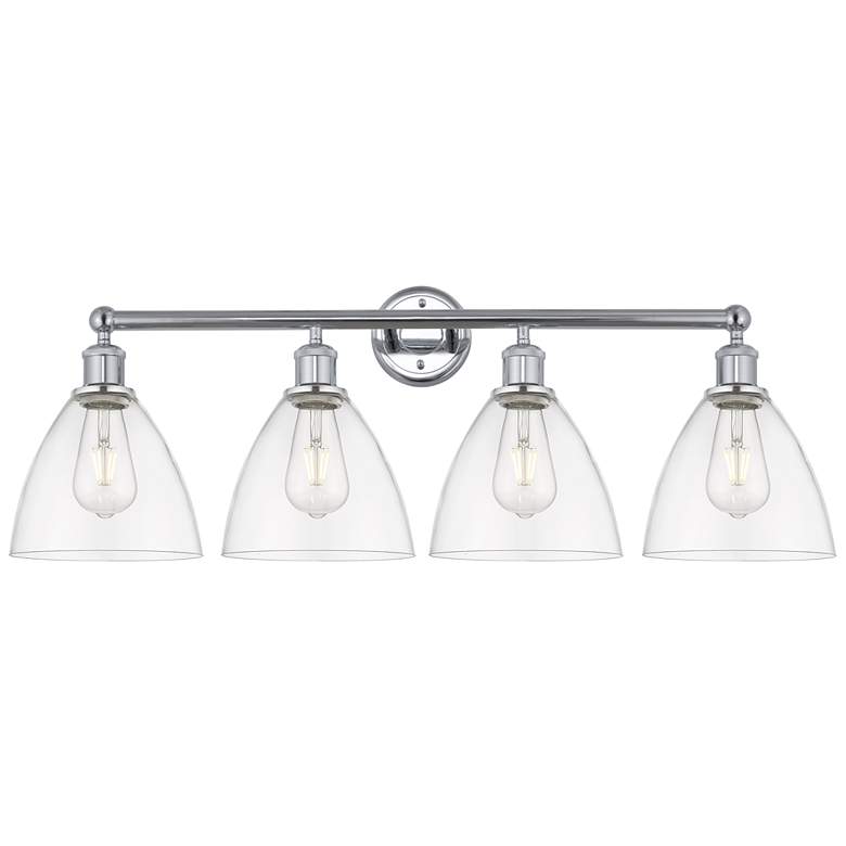 Image 1 Bristol Glass 35" 4-Light Polished Chrome Bath Light w/ Clear Shade