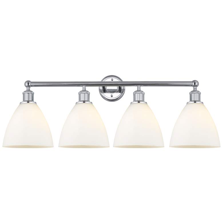 Image 1 Bristol Glass 35" 4-Light Polished Chrome Bath Light w/ Matte White Sh