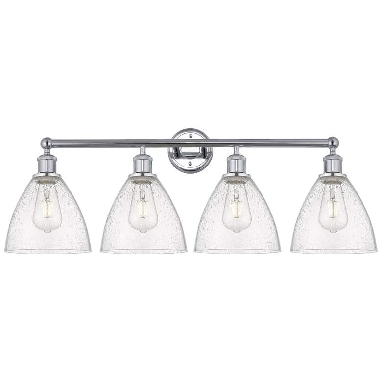 Image 1 Bristol Glass 35" 4-Light Polished Chrome Bath Light w/ Seedy Shade