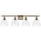 Bristol Glass 4 Light 38" Bath Light - Antique Brass - Clear Shade