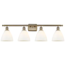 Bristol Glass 4 Light 38" Bath Light - Antique Brass - Matte White Sha Bristol Glass 4 Light 38" Bath Light - Antique Brass - Matte White Sha