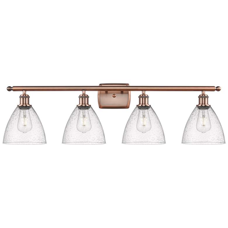 Image 1 Bristol Glass 4 Light 38" Bath Light - Antique Copper - Seedy Shade