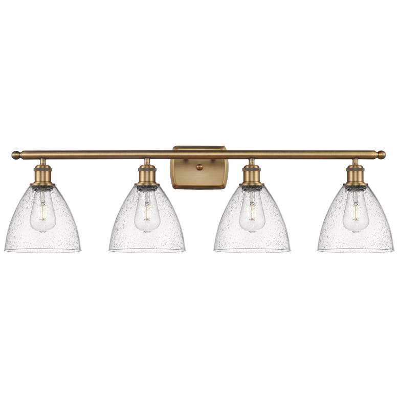 Image 1 Bristol Glass 4 Light 38" Bath Light - Brushed Brass - Seedy Shade