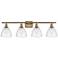 Bristol Glass 4 Light 38" Bath Light - Brushed Brass - Seedy Shade