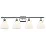 Bristol Glass 4 Light 38" Bath Light - Brushed Satin Nickel - White Sh