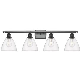 Bristol Glass 4 Light 38" Bath Light - Matte Black - Clear Shade Bristol Glass 4 Light 38" Bath Light - Matte Black - Clear Shade