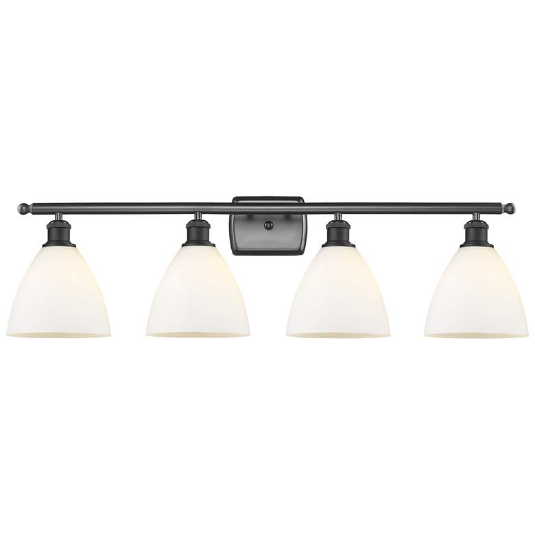 Image 1 Bristol Glass 4 Light 38" Bath Light - Matte Black - Matte White Shade
