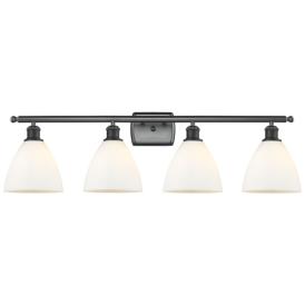 Bristol Glass 4 Light 38" Bath Light - Matte Black - Matte White Shade Bristol Glass 4 Light 38" Bath Light - Matte Black - Matte White Shade