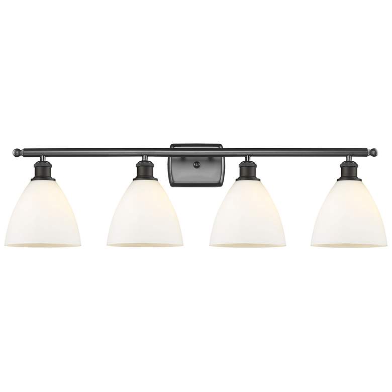 Image 1 Bristol Glass 4 Light 38" Bath Light - Oil Rubbed Bronze - White Shade