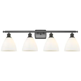 Bristol Glass 4 Light 38" Bath Light - Oil Rubbed Bronze - White Shade Bristol Glass 4 Light 38" Bath Light - Oil Rubbed Bronze - White Shade