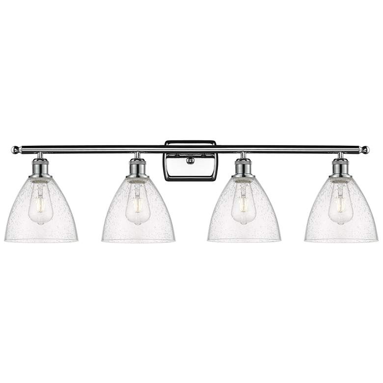 Image 1 Bristol Glass 4 Light 38" Bath Light - Polished Chrome - Seedy Shade