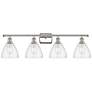 Bristol Glass 4 Light 38" Bath Light - Polished Nickel - Seedy Shade