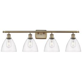 Bristol Glass 4 Light 38" LED Bath Light - Antique Brass - Clear Shade Bristol Glass 4 Light 38" LED Bath Light - Antique Brass - Clear Shade