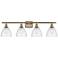 Bristol Glass 4 Light 38" LED Bath Light - Antique Brass - Seedy Shade