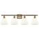 Bristol Glass 4 Light 38" LED Bath Light - Antique Brass - White Shade