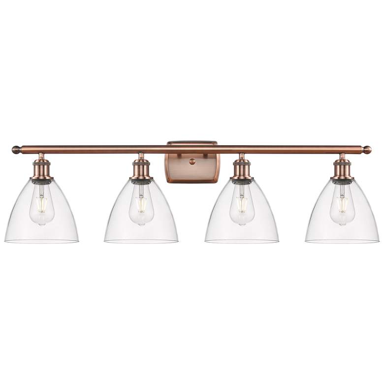 Image 1 Bristol Glass 4 Light 38" LED Bath Light - Antique Copper - Clear Shad