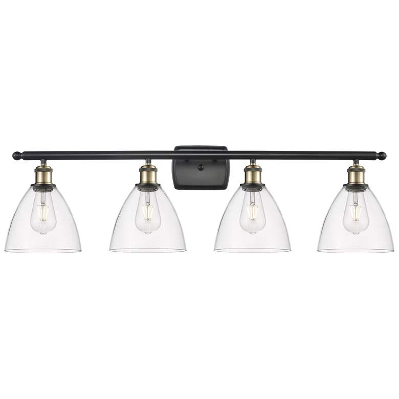 Image 1 Bristol Glass 4 Light 38" LED Bath Light - Black Brass - Clear Shade