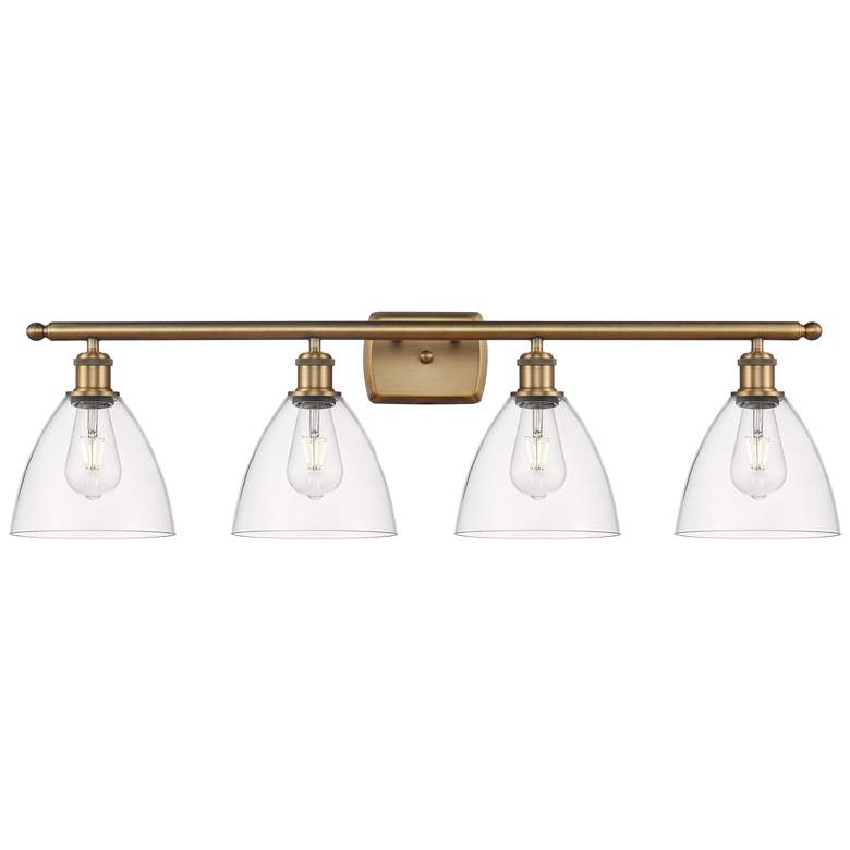 Image 1 Bristol Glass 4 Light 38" LED Bath Light - Brushed Brass - Clear Shade