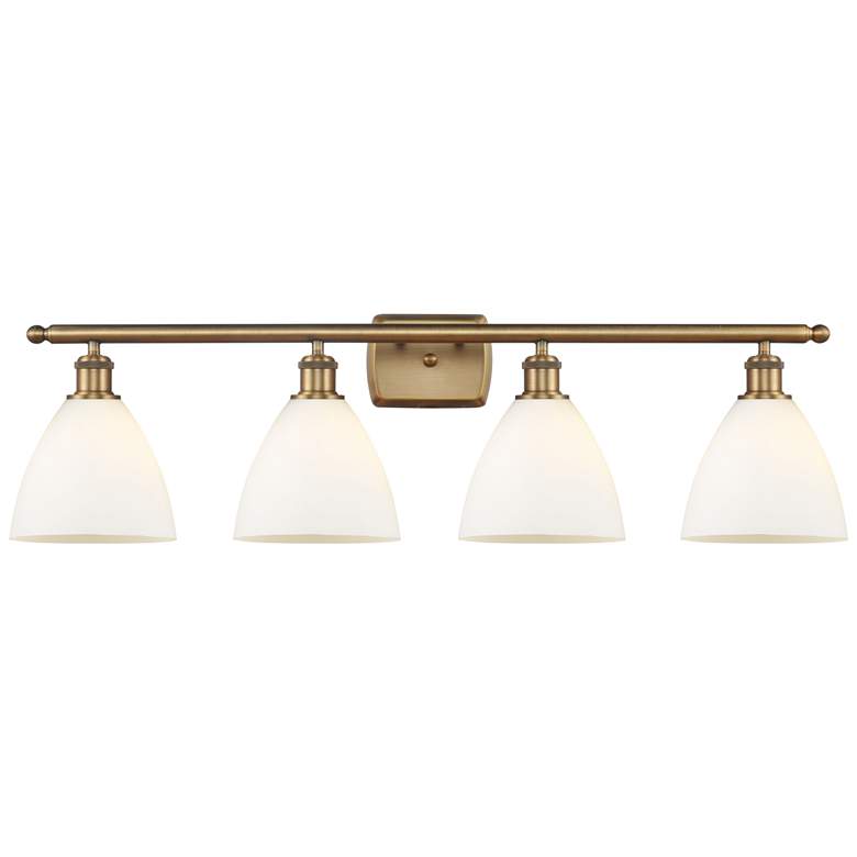 Image 1 Bristol Glass 4 Light 38" LED Bath Light - Brushed Brass - White Shade